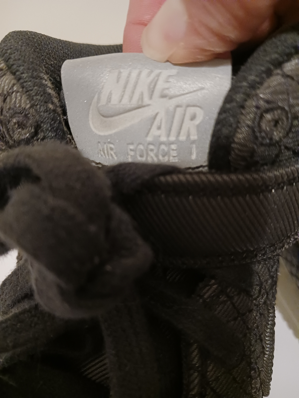 Nike Air Force 1  Black Textured High-Top Sneakers with Gum Sole - Picture 5 of 12